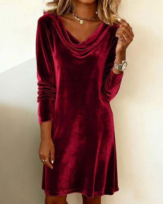 Dames Soepelvallende Maxi Jurk – Luxe Velvet, Avondkleding