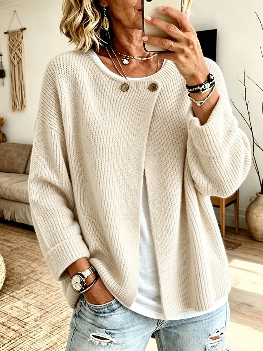 Amanda - Gebreid Vest met Knoopdetails