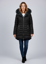 Dames Warme Lange Jas – Zwart, Gewatteerd, Ideaal voor Koude Seizoenen en Casual Outfits
