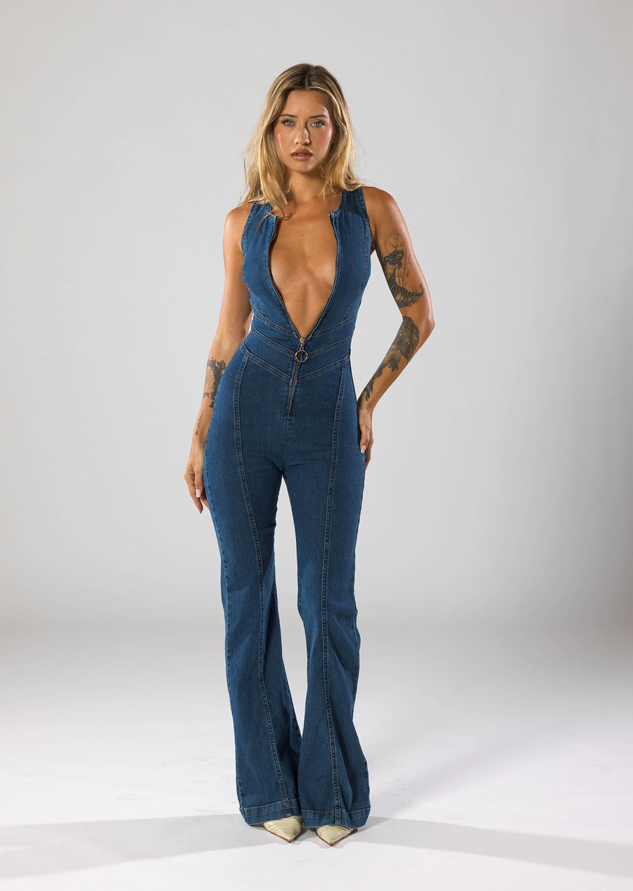 Doressa - Trendy Denim Jumpsuit