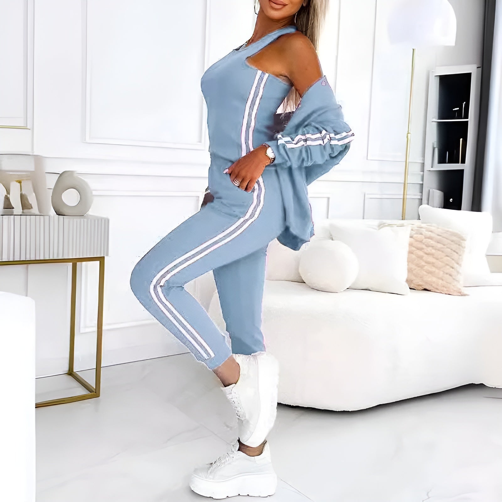 Elena 3-delig baseball set dames | Trendy co-ord set met top, broek en vestje