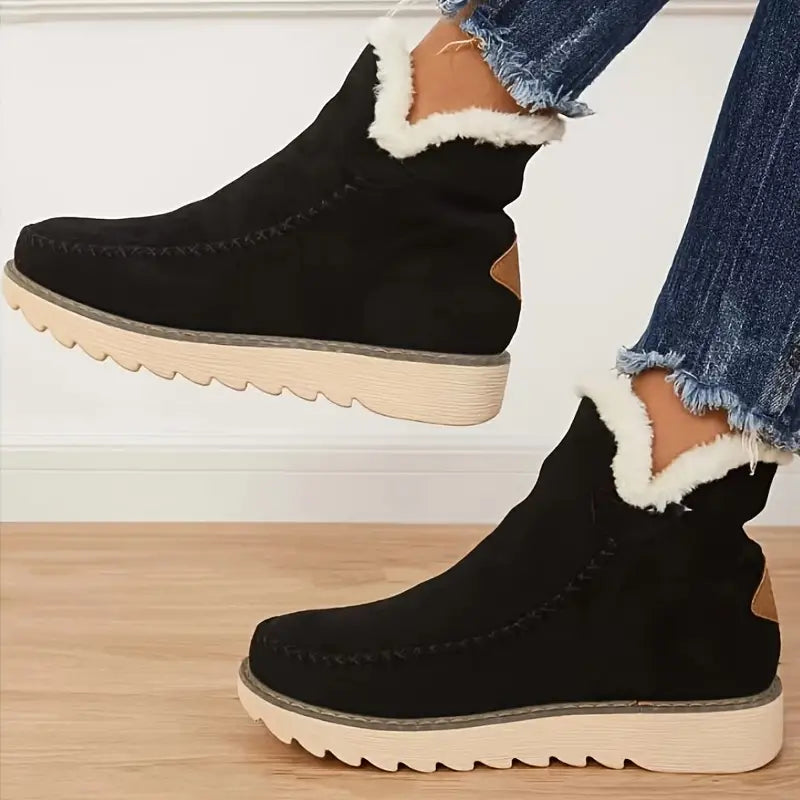 Dames Enkellaarzen Suèdelook - Gevoerde Winterboots