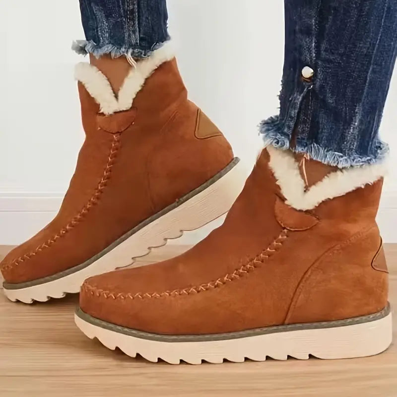Dames Enkellaarzen Suèdelook - Gevoerde Winterboots