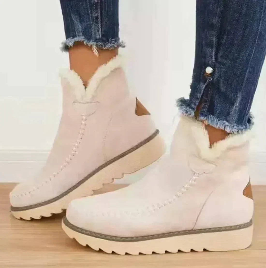 Dames Enkellaarzen Suèdelook - Gevoerde Winterboots