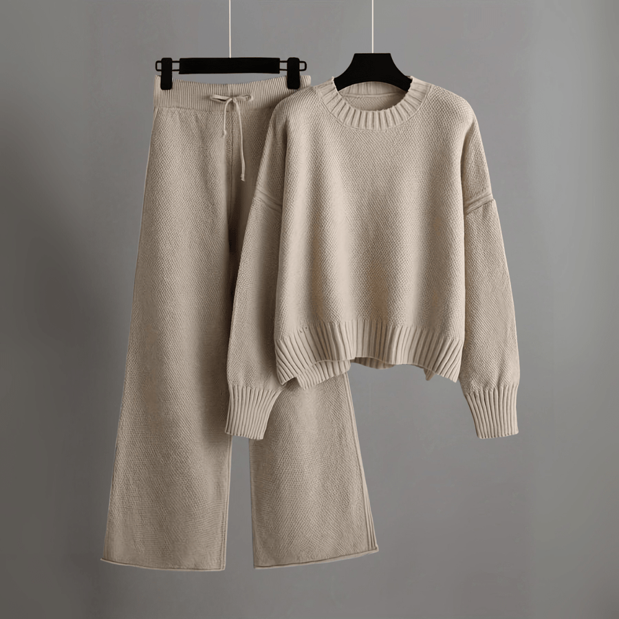 Hella Set | Dames Tweedelige Lounge Set met Trui en Wijde Broek