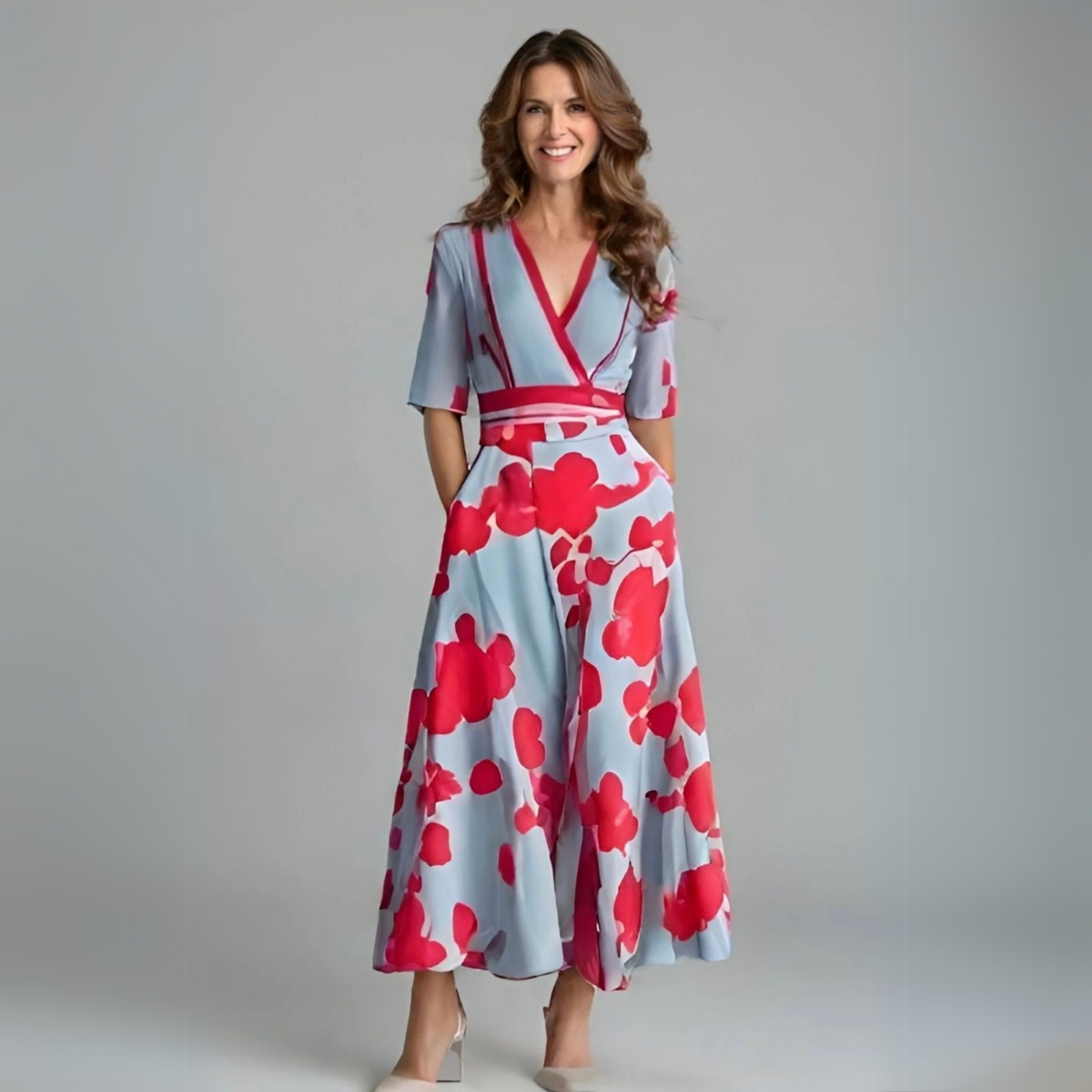Dames A-lijn Maxi Jurk – Met V-hals, Geschikt voor Lente en Zomer, Ideaal voor Casual en Dagelijks Gebruik