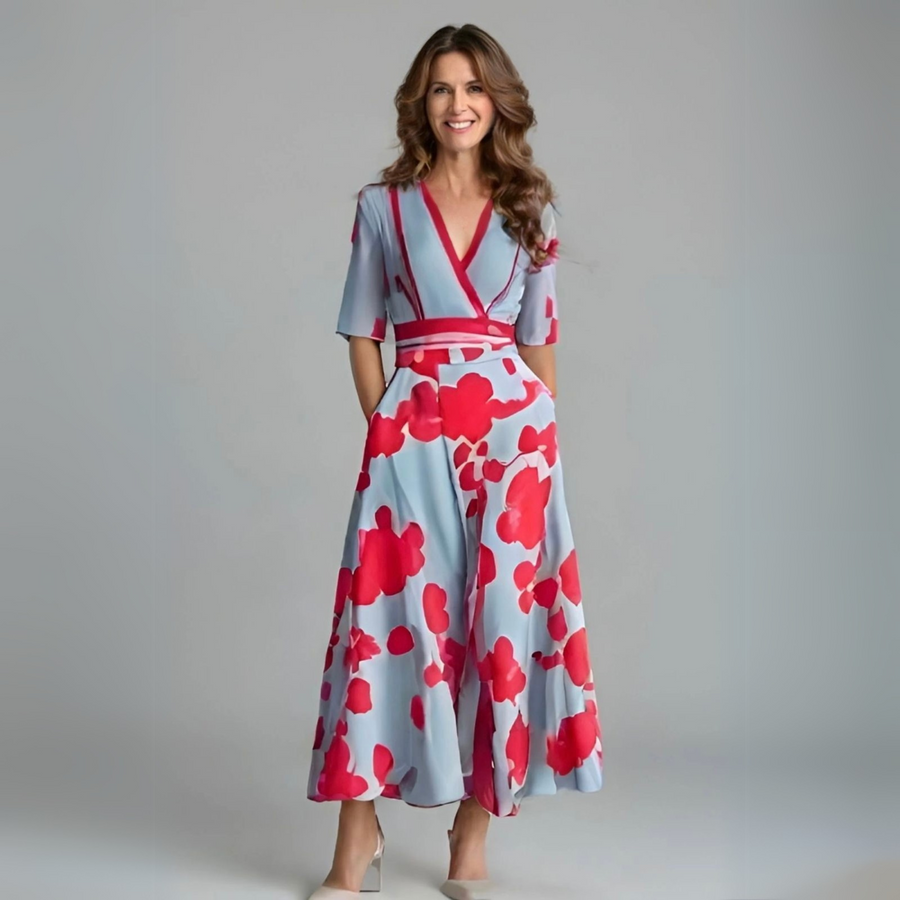 Dames A-lijn Maxi Jurk – Met V-hals, Geschikt voor Lente en Zomer, Ideaal voor Casual en Dagelijks Gebruik