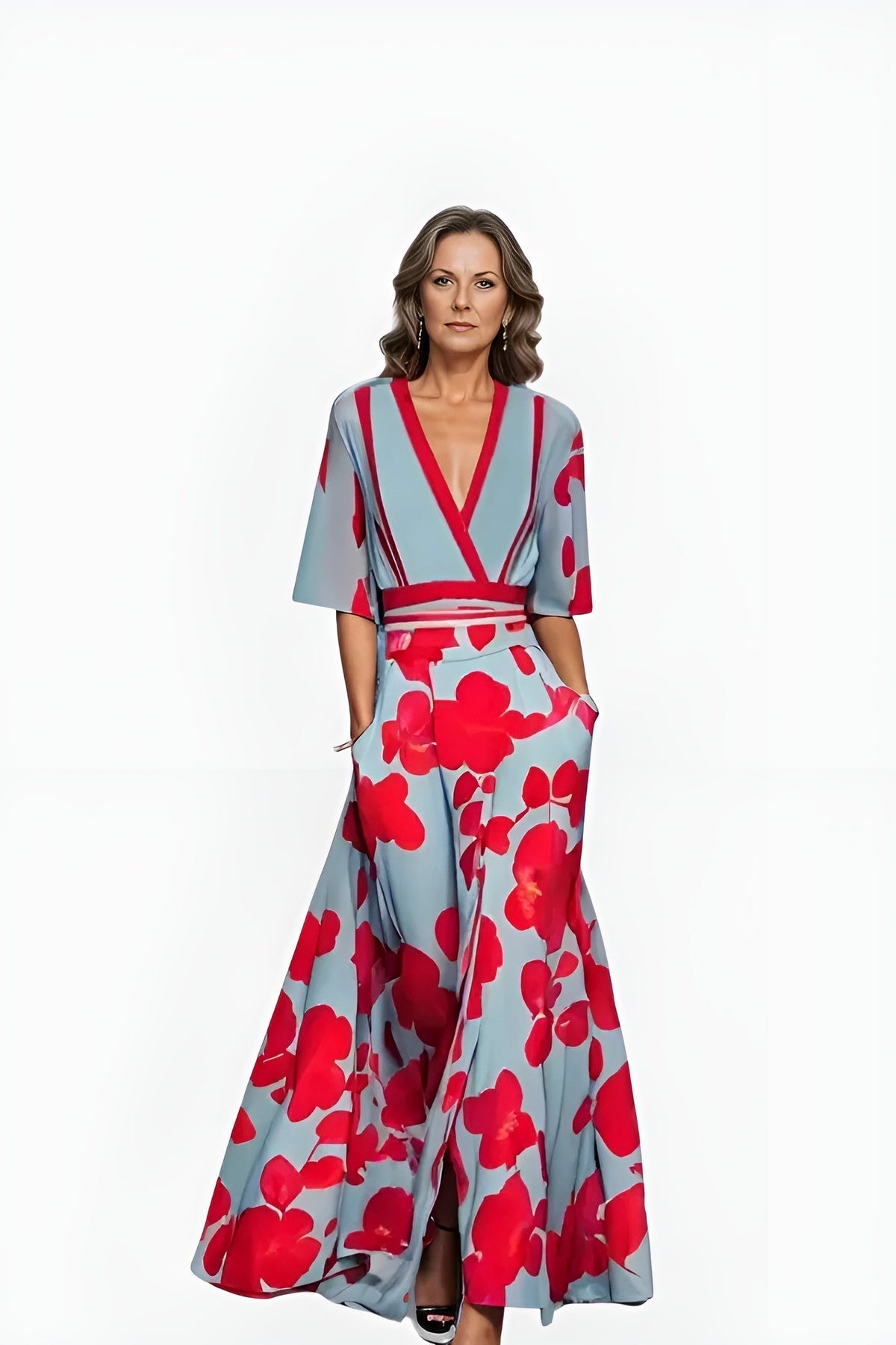 Dames A-lijn Maxi Jurk – Met V-hals, Geschikt voor Lente en Zomer, Ideaal voor Casual en Dagelijks Gebruik