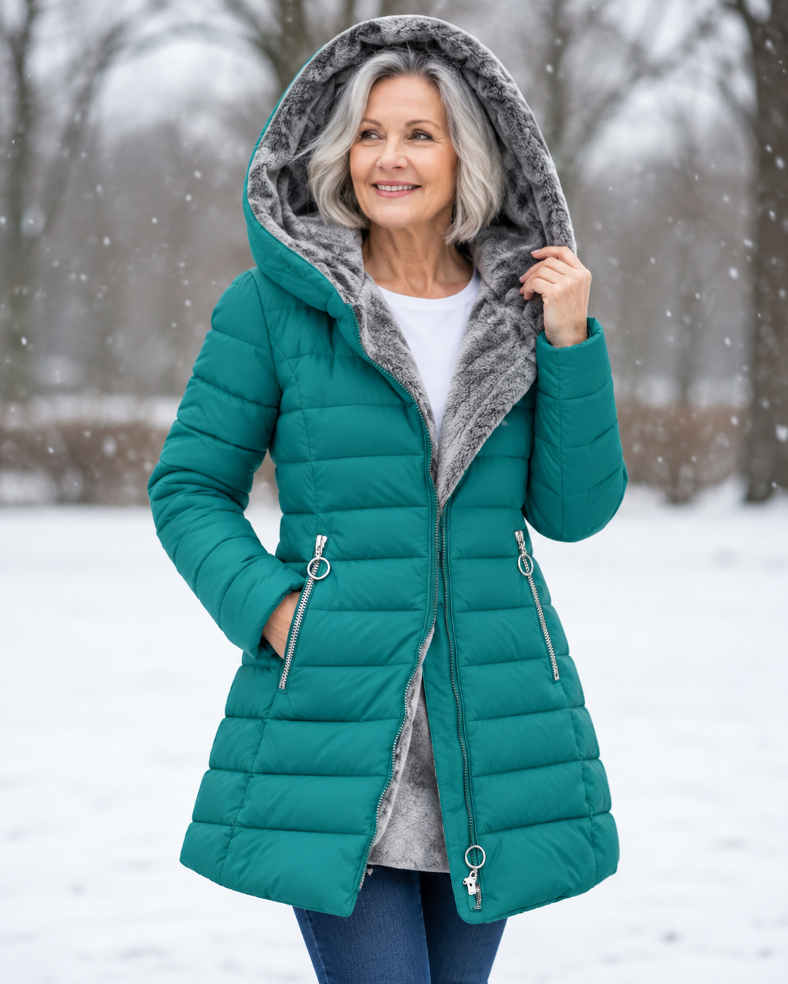 Marja - Warme gewatteerde winterjas met capuchon