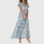 Dames Maxi Jurk Bloemenprint V-hals - Zomerjurk Lange Lengte