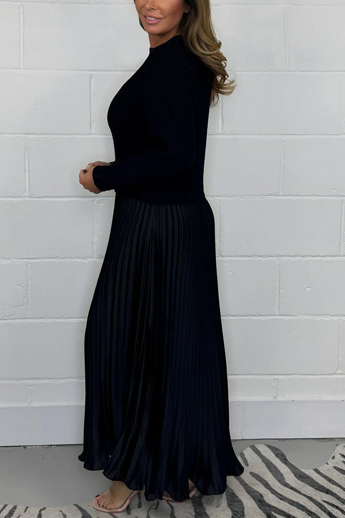 Fable | Dames midi jurk met gebreide top en geplooide rok