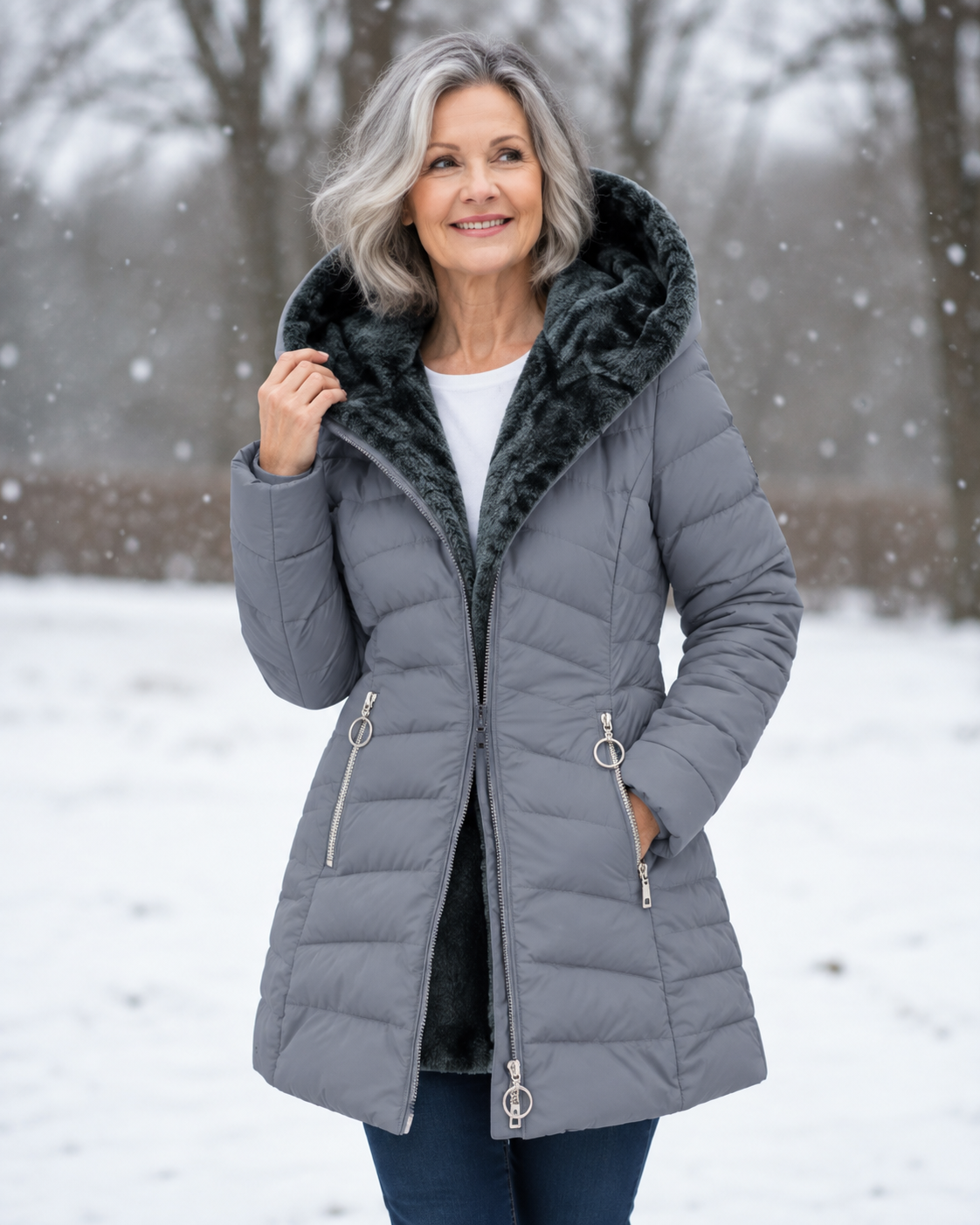 Marja - Warme gewatteerde winterjas met capuchon