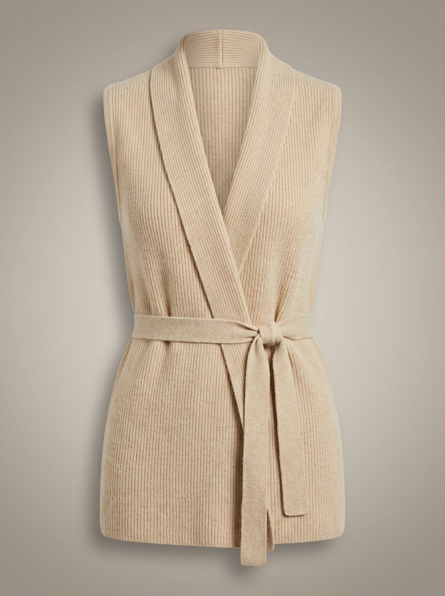 Dames Getailleerd Gilet – Mouwloos met Strikceintuur, Geschikt voor Lente en Zomer