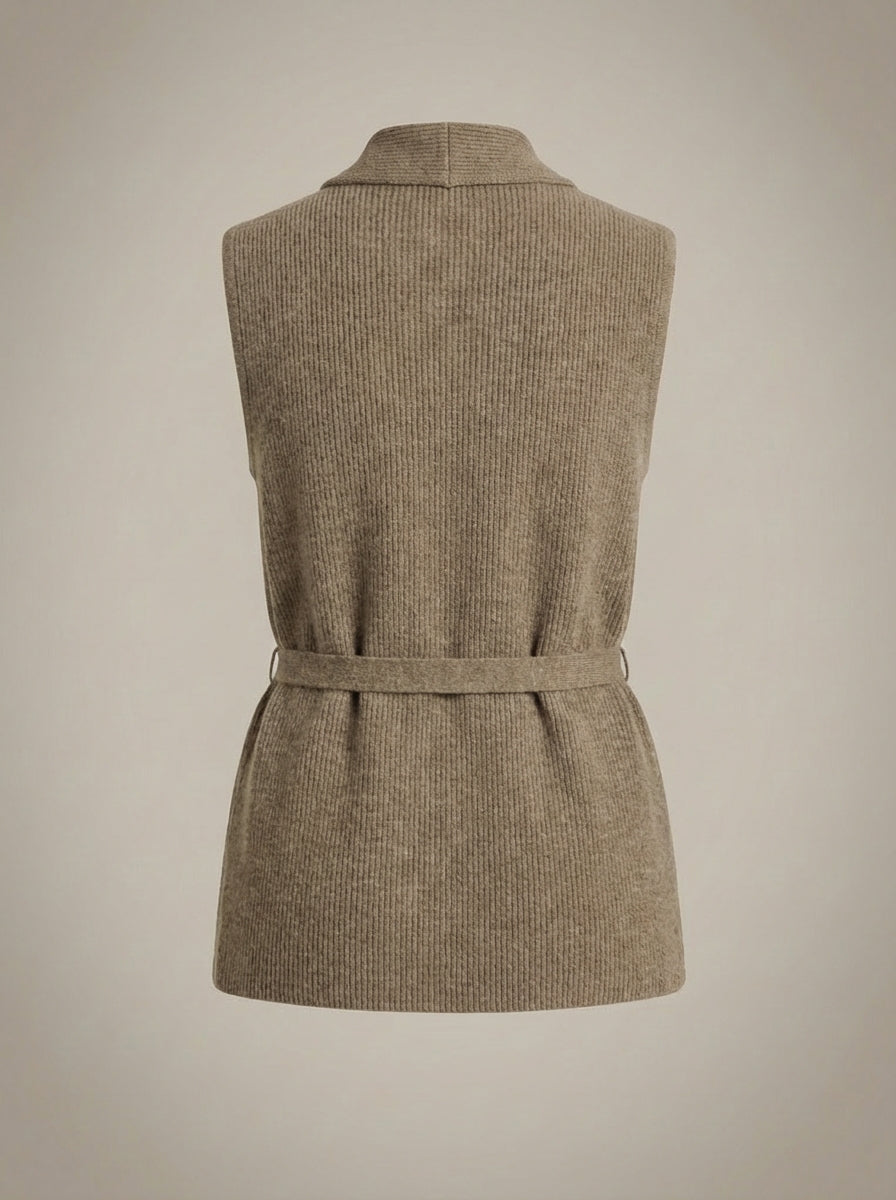 Dames Getailleerd Gilet – Mouwloos met Strikceintuur, Geschikt voor Lente en Zomer