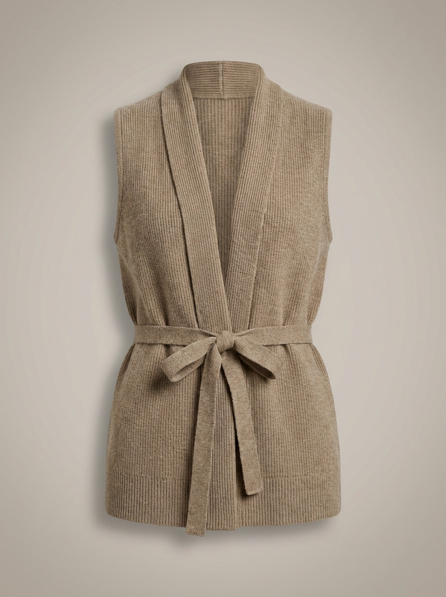 Dames Getailleerd Gilet – Mouwloos met Strikceintuur, Geschikt voor Lente en Zomer