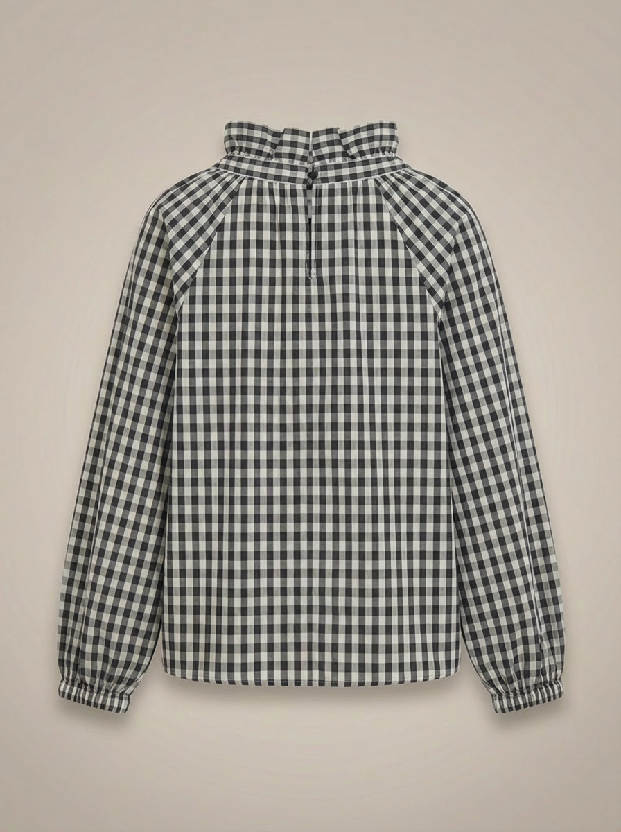 Dames Getailleerde Blouse – Met Hoge Kraag en Strik, Geschikt voor Werk en Dagelijks Gebruik