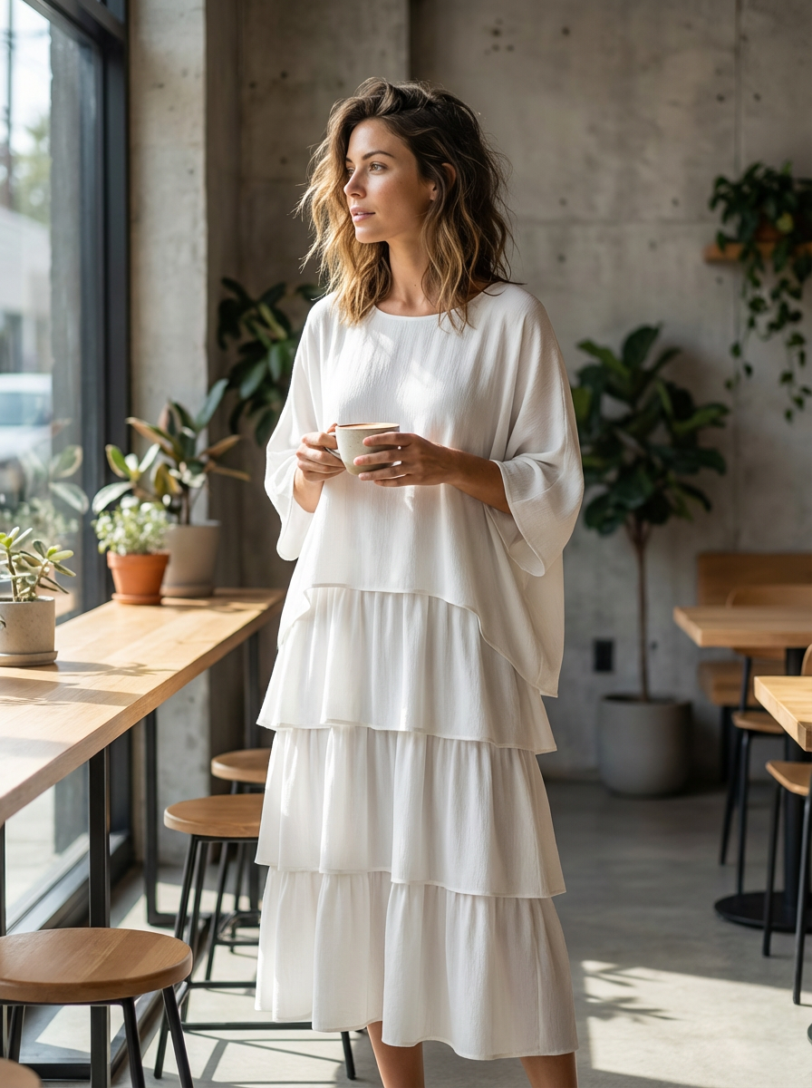 Dames Wijde Pasvorm Maxi Jurk – Geschikt voor Lente en Zomer, Met Vleermuismouwen en Casual Stijl