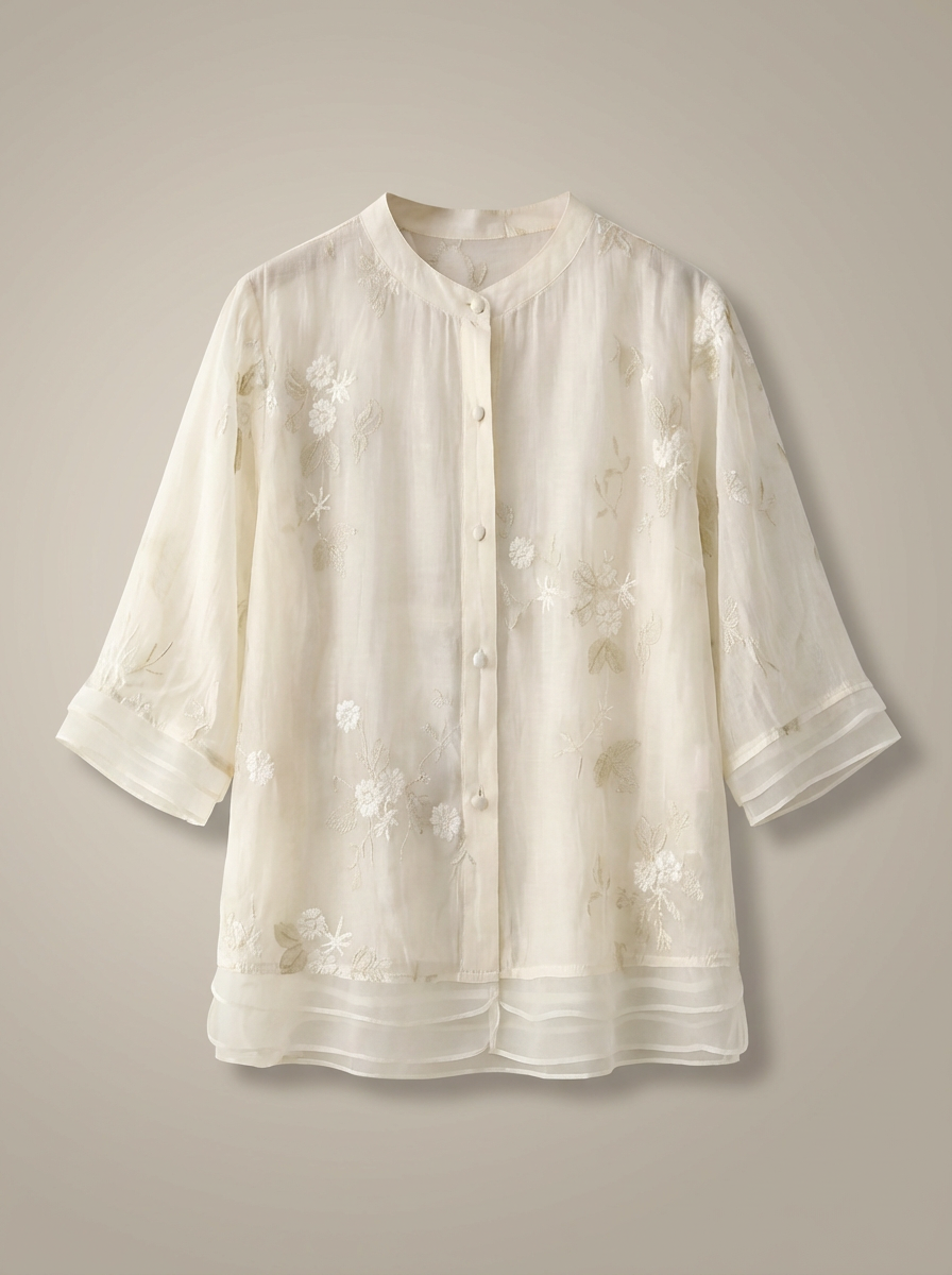 Dames Getailleerde Blouse – Luchtig met Driekwart Mouwen, Geschikt voor Lente en Zomer