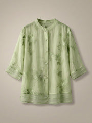 Dames Getailleerde Blouse – Luchtig met Driekwart Mouwen, Geschikt voor Lente en Zomer