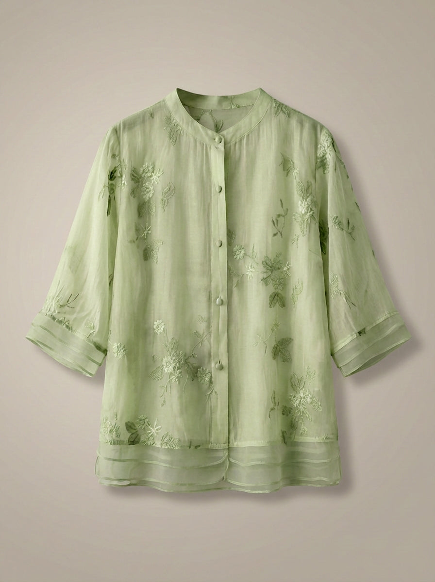 Dames Getailleerde Blouse – Luchtig met Driekwart Mouwen, Geschikt voor Lente en Zomer