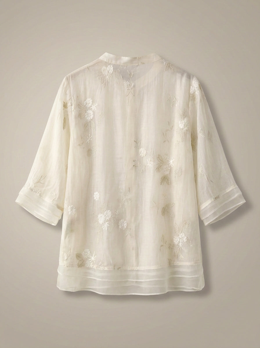 Dames Getailleerde Blouse – Luchtig met Driekwart Mouwen, Geschikt voor Lente en Zomer