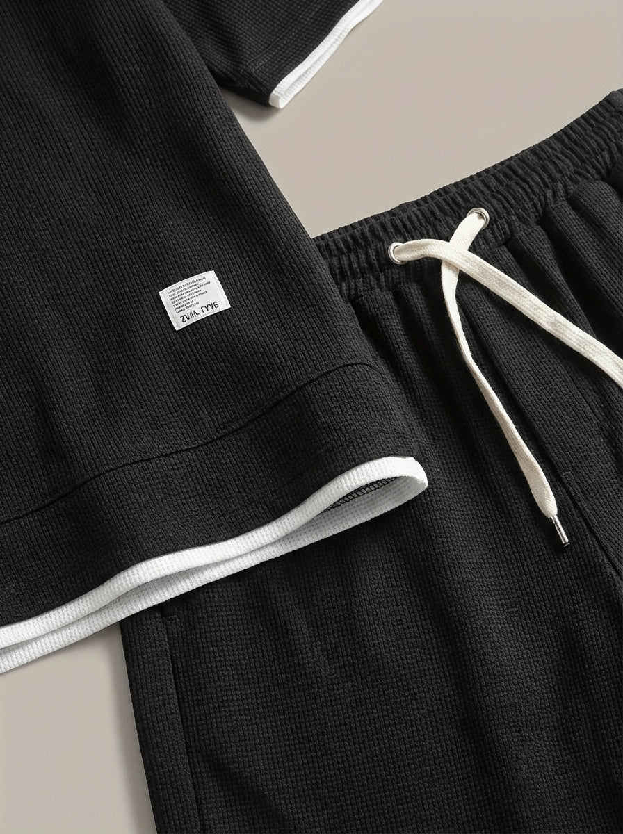 Heren Slim Fit Set – T-shirt en Korte Broek met Elastische Taille voor Casual Gebruik