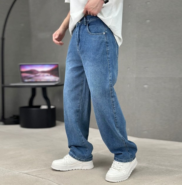 Heren Straight Leg Jeans Katoen met Schuine Zakken