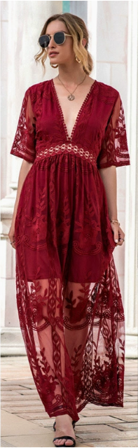 Marieke | Vrouwen Maxi Jurk met Kanten Detail – Elegant, Tijdloos en Chic