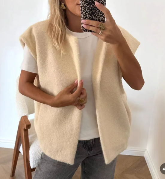 Lolita | Dames vest van luxe mohairmix met ruimvallende pasvorm
