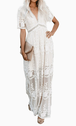 Marieke | Vrouwen Maxi Jurk met Kanten Detail – Elegant, Tijdloos en Chic