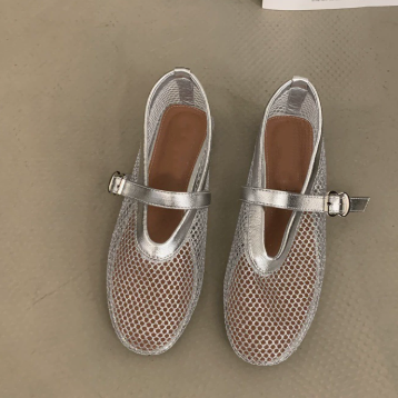 Juliette Mesh Ballerina's | Dames ballerina's met ademend mesh en leren details