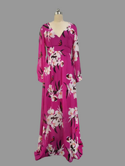 Dames V-Hals Maxi Jurk – Comfortabel, Bloemenprint, Geschikt voor Dag- en Avondkleding