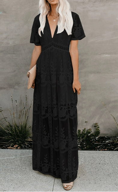 Marieke | Vrouwen Maxi Jurk met Kanten Detail – Elegant, Tijdloos en Chic