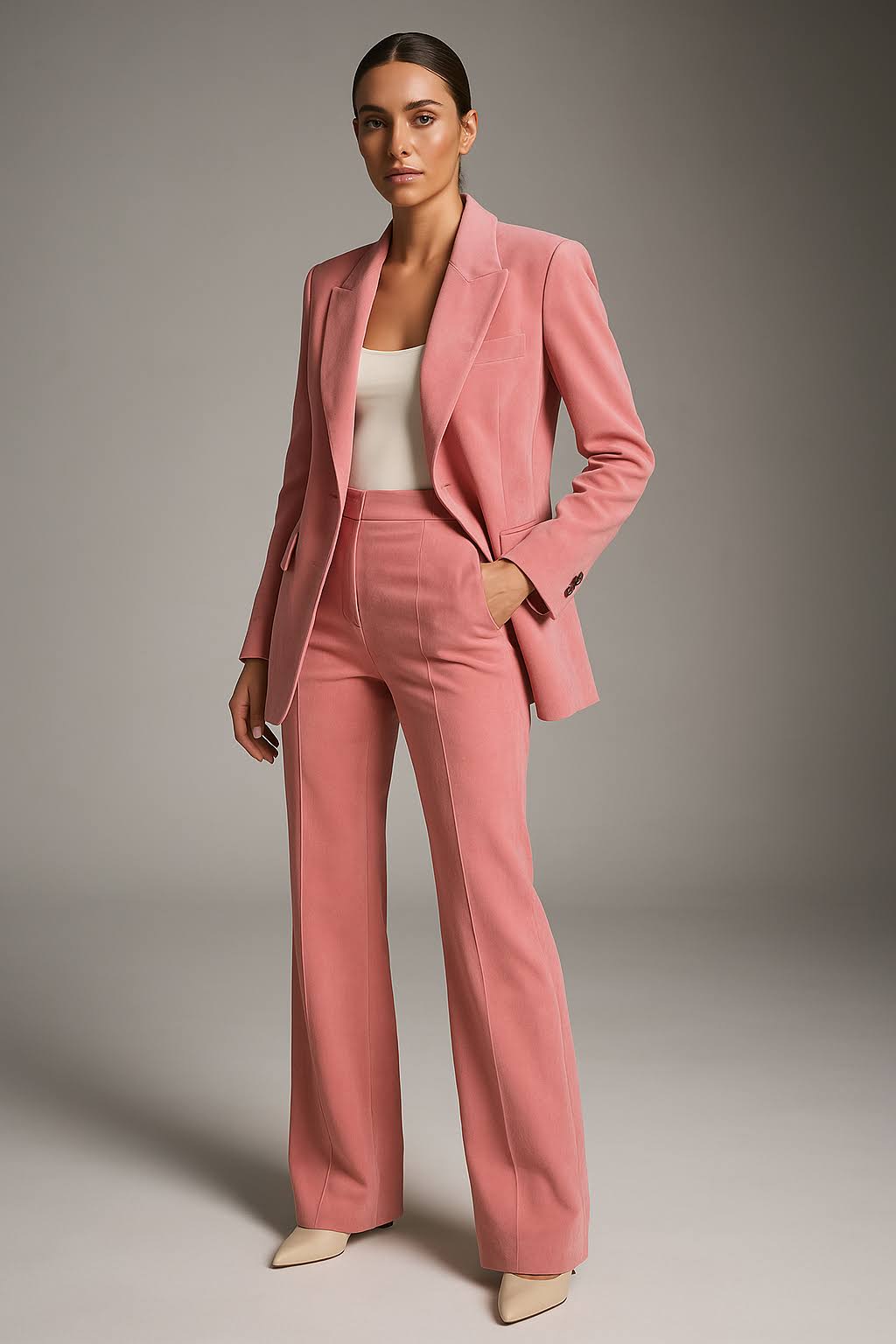 Dames Getailleerd Set – Blazer en Pantalon, Geschikt voor Werk en Formele Gelegenheden