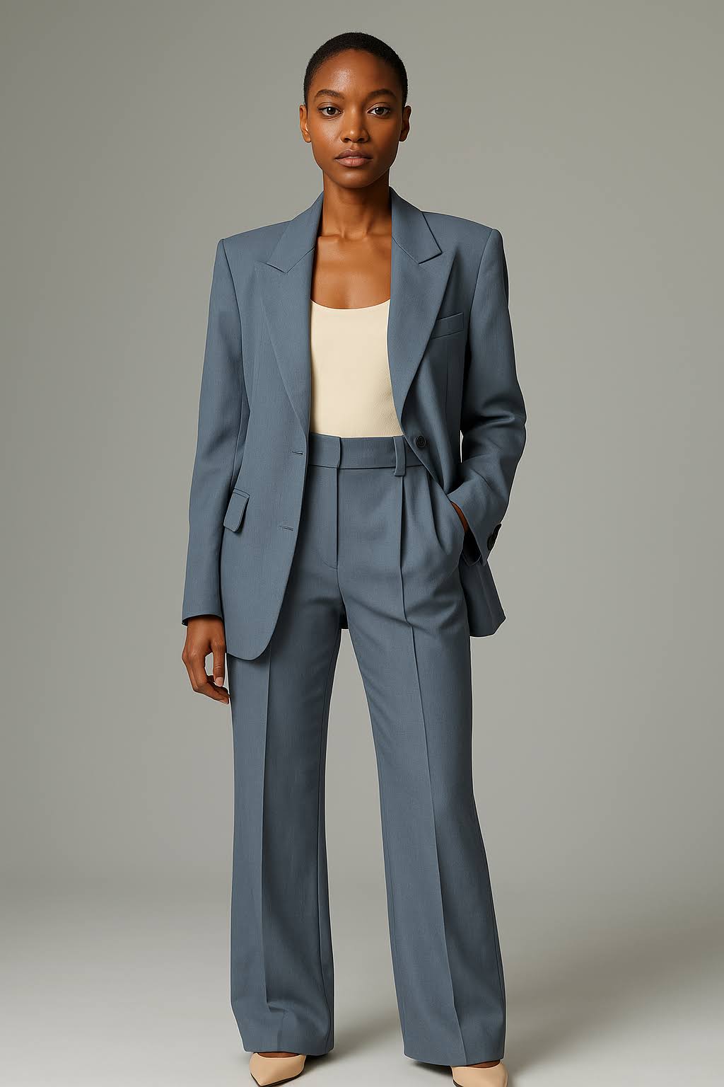 Dames Getailleerd Set – Blazer en Pantalon, Geschikt voor Werk en Formele Gelegenheden