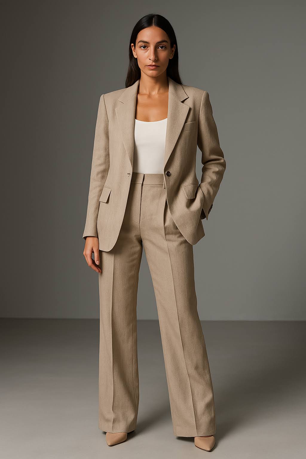 Dames Getailleerd Set – Blazer en Pantalon, Geschikt voor Werk en Formele Gelegenheden