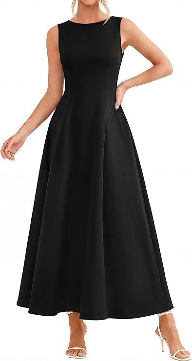 Nanda | Dames Mouwloze Jurk – Halflang – Relaxte Pasvorm – Luxe Ademend Materiaal