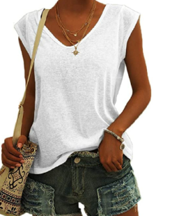 Casual wit dames t-shirt met v-hals