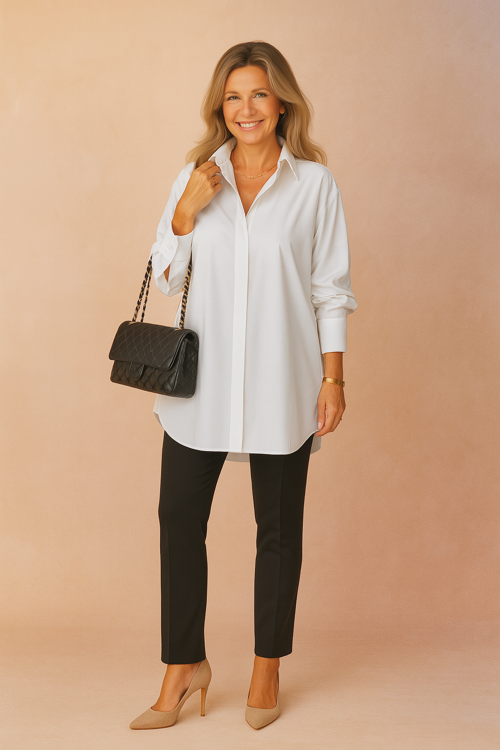 Dames Oversized Blouse met Klassieke Kraag