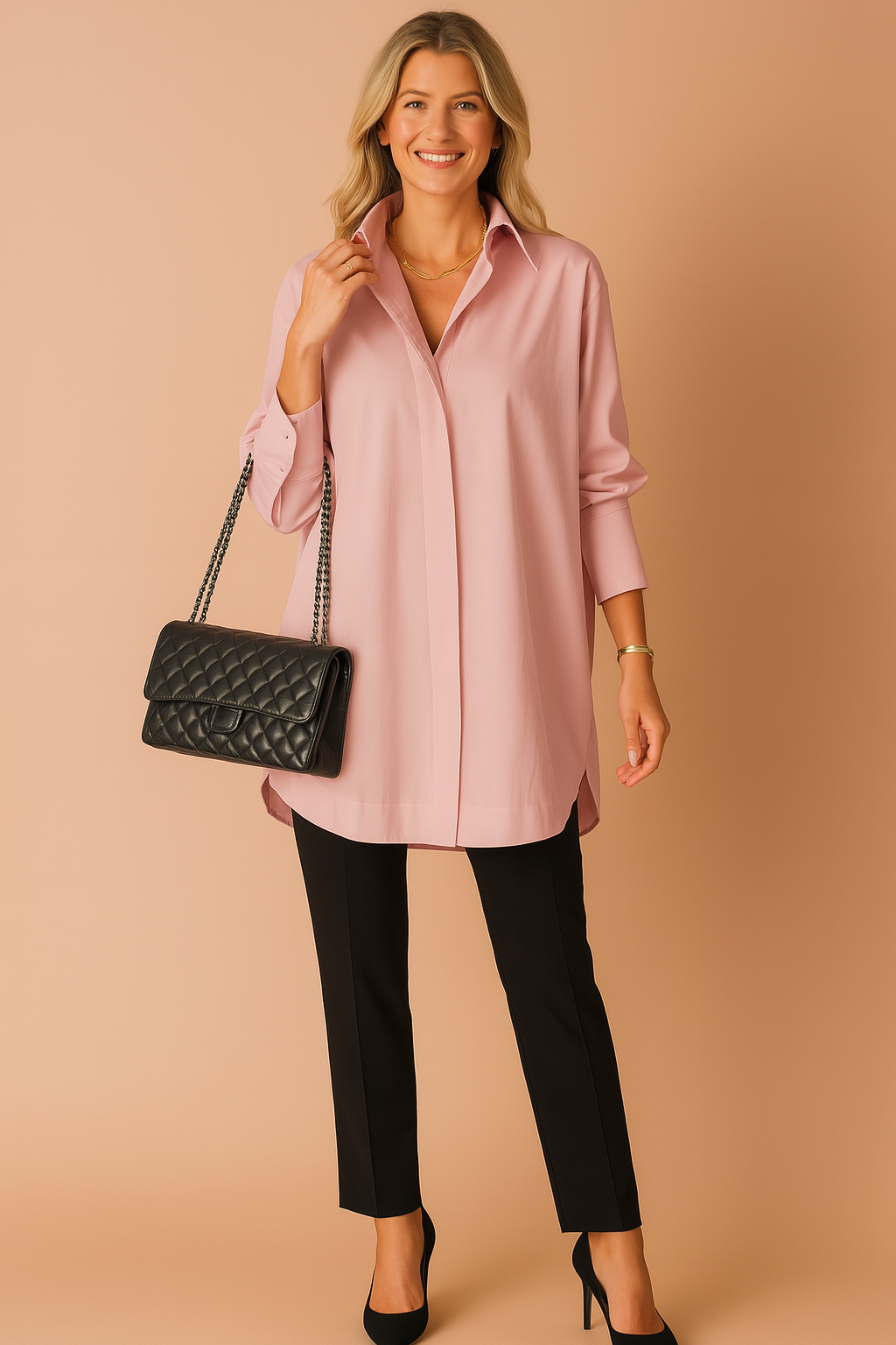 Dames Oversized Blouse met Klassieke Kraag
