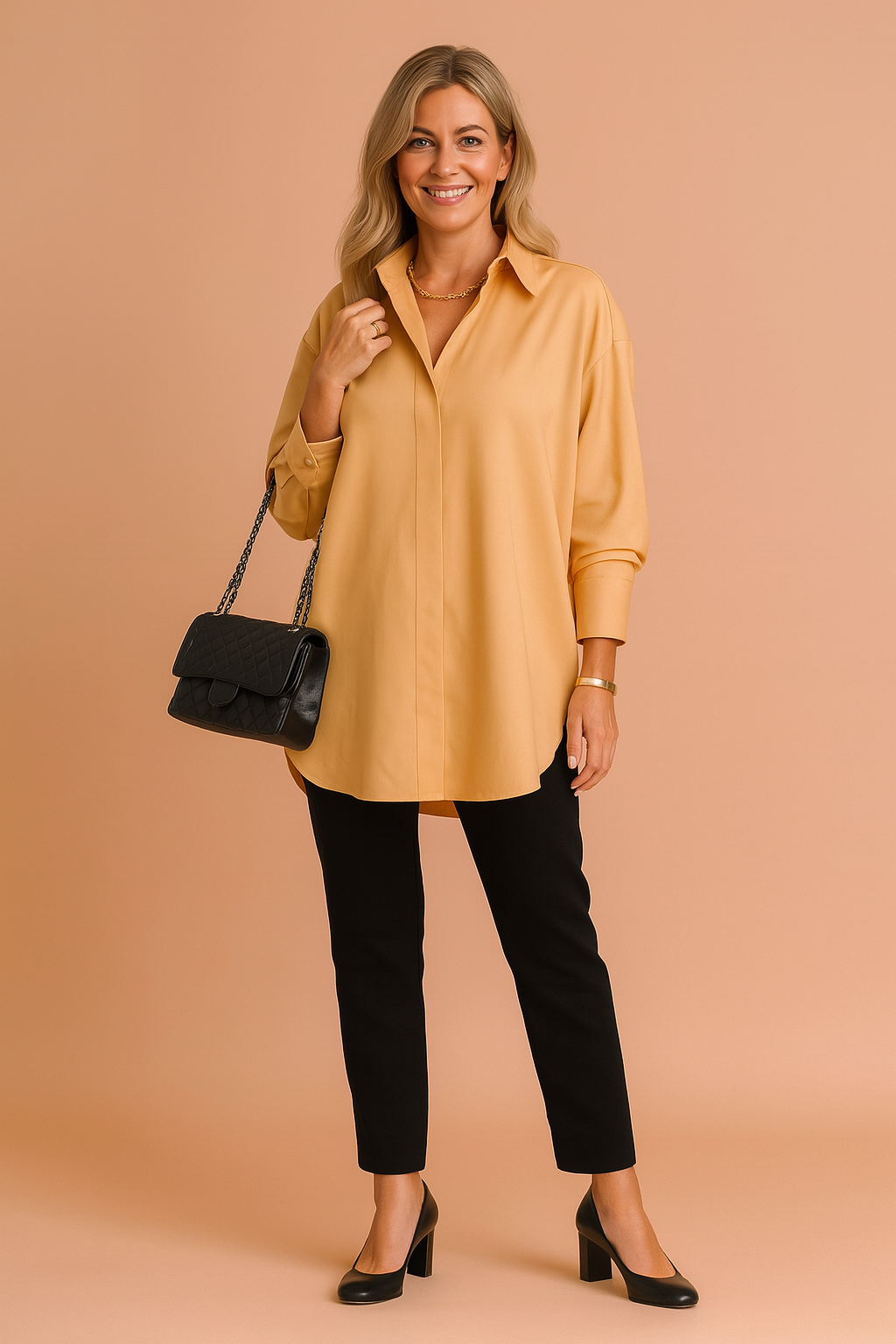 Dames Oversized Blouse met Klassieke Kraag
