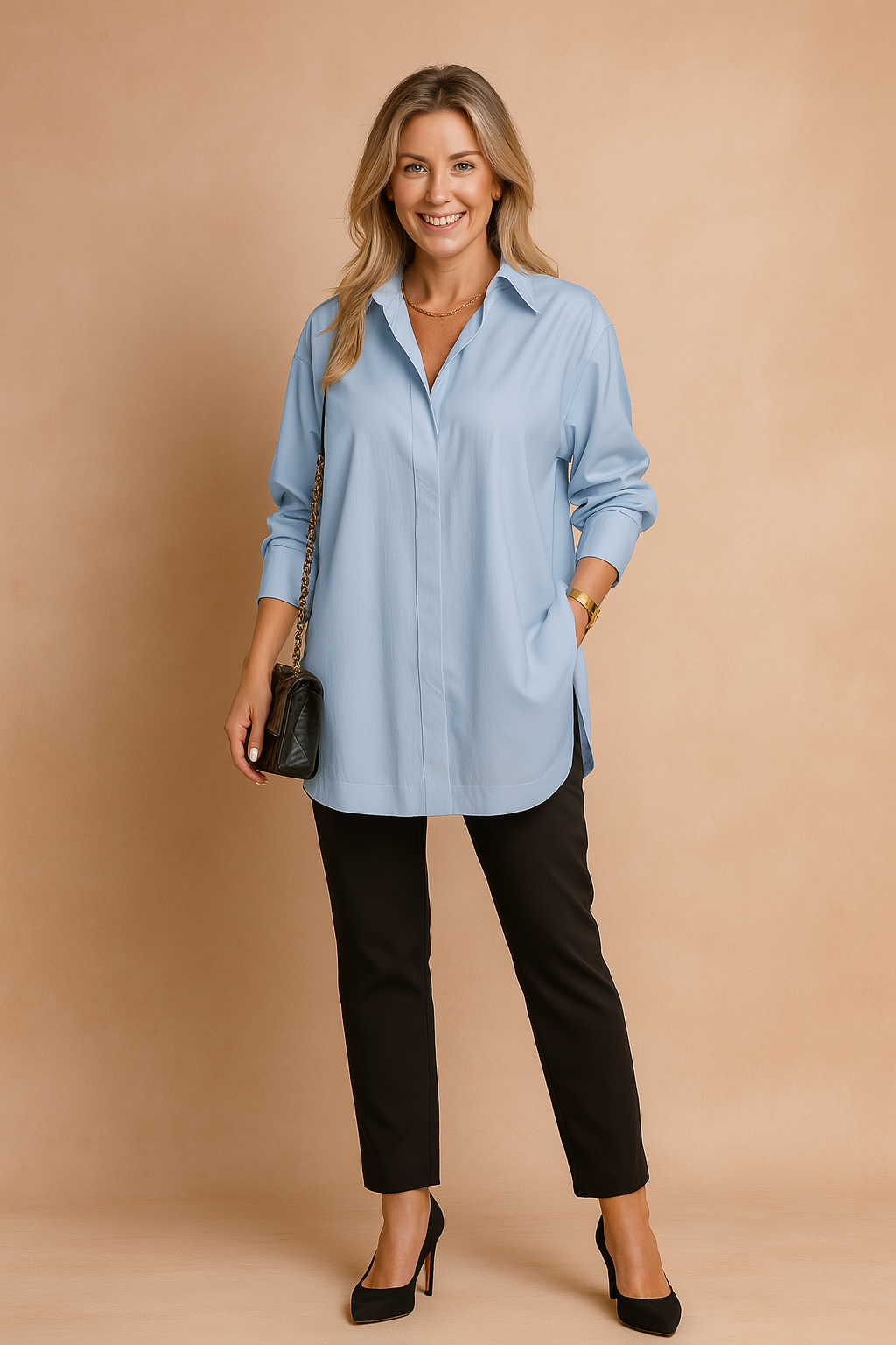 Dames Oversized Blouse met Klassieke Kraag