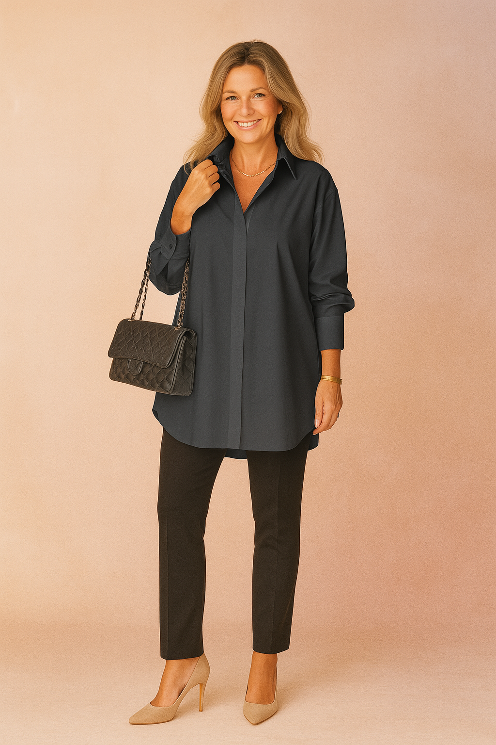 Dames Oversized Blouse met Klassieke Kraag
