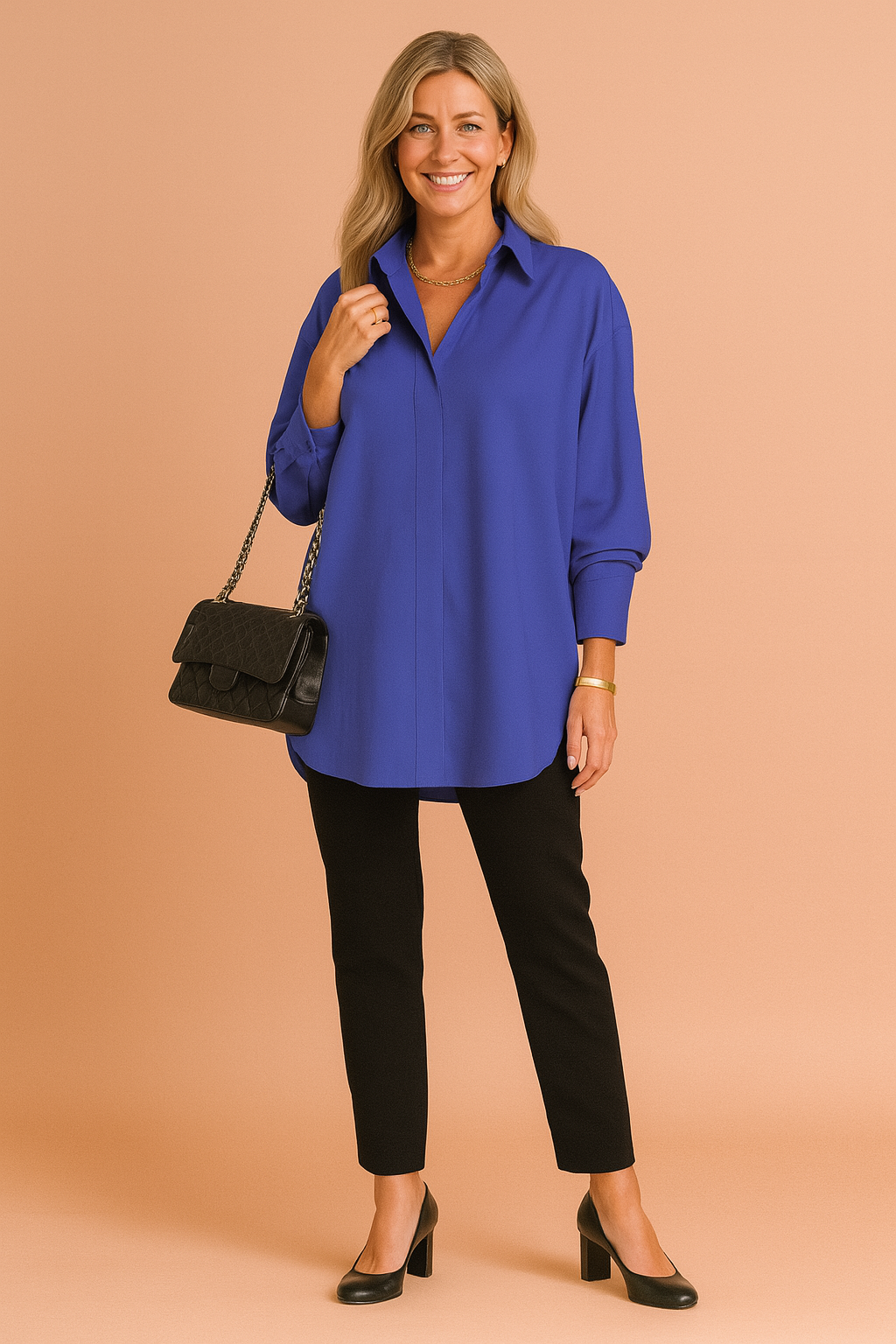 Dames Oversized Blouse met Klassieke Kraag