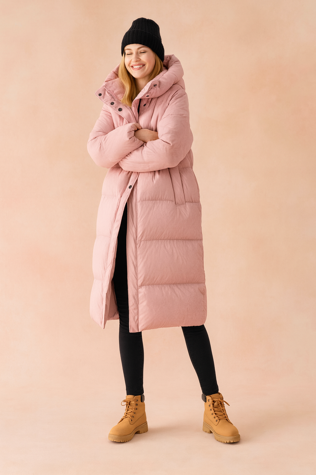 Dames Gewatteerde Winterjas Lang Model met Capuchon