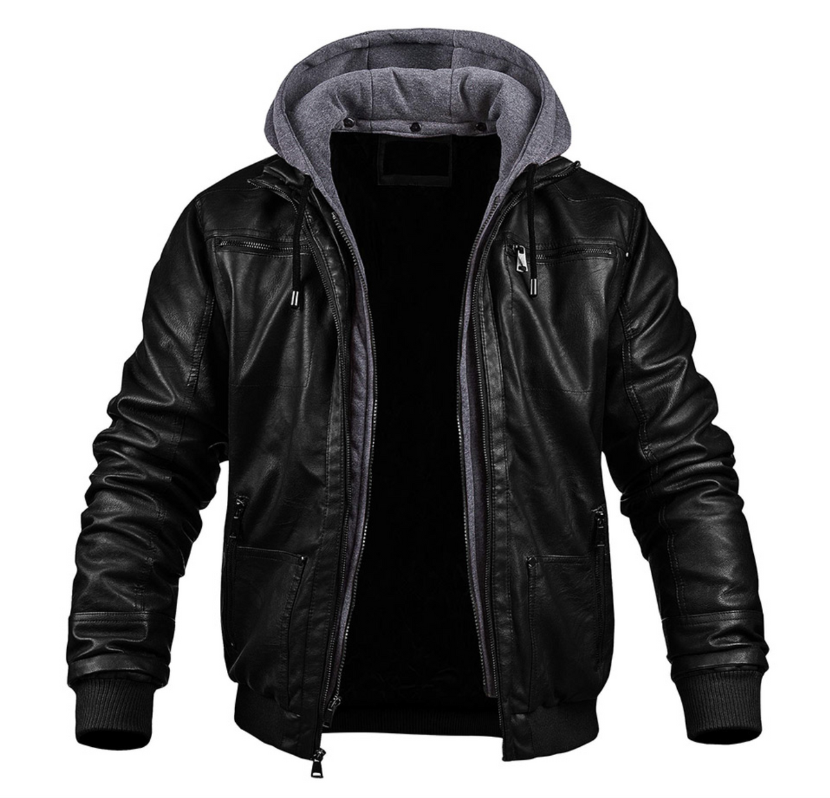 Heren Leren Winterjas met Capuchon