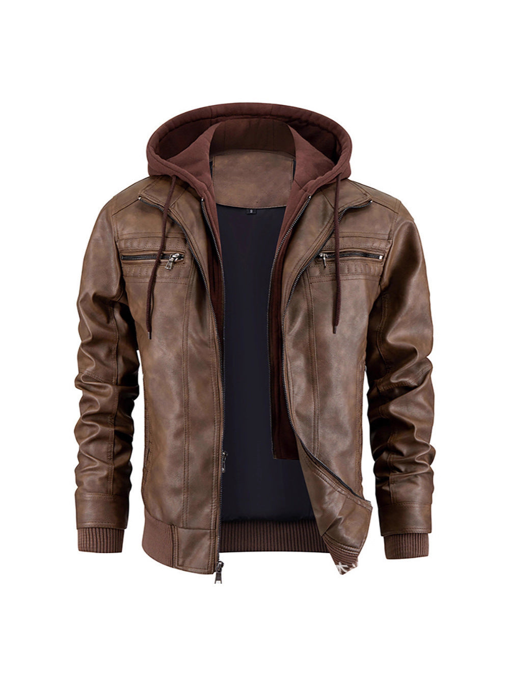 Heren Leren Winterjas met Capuchon