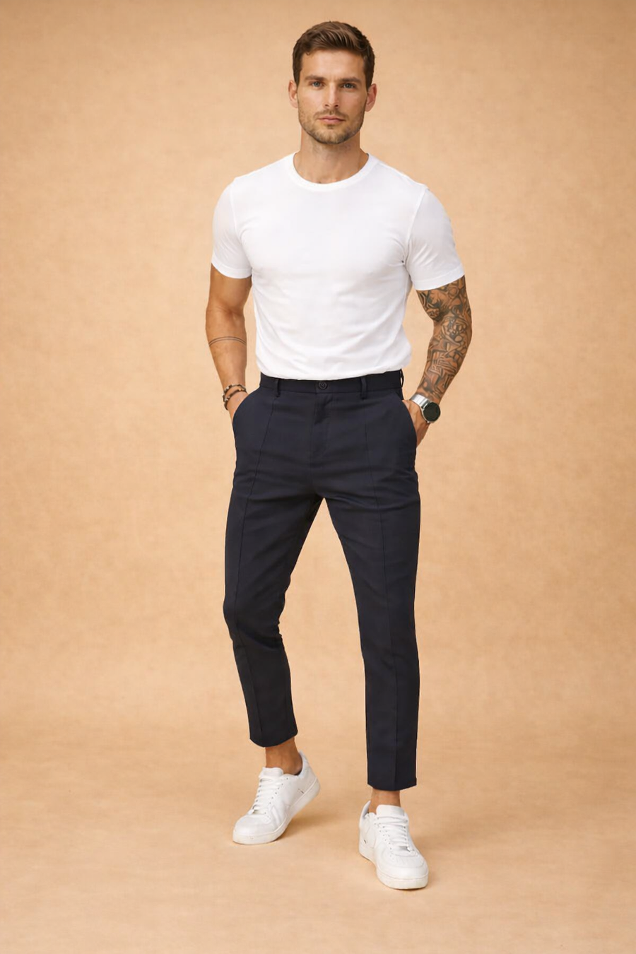 Heren Chino Broek Slim Fit met Rechte Pijp