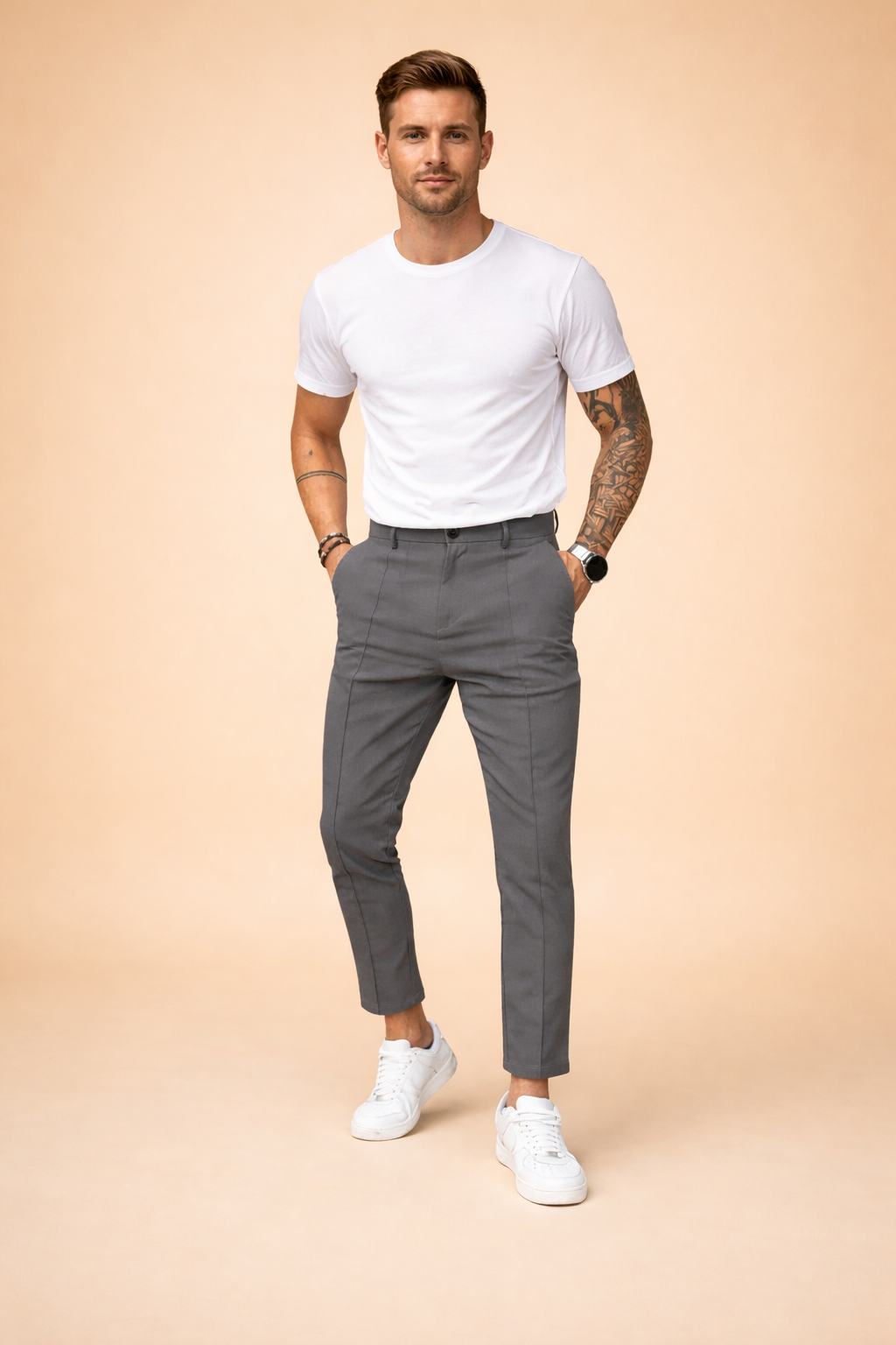 Heren Chino Broek Slim Fit met Rechte Pijp