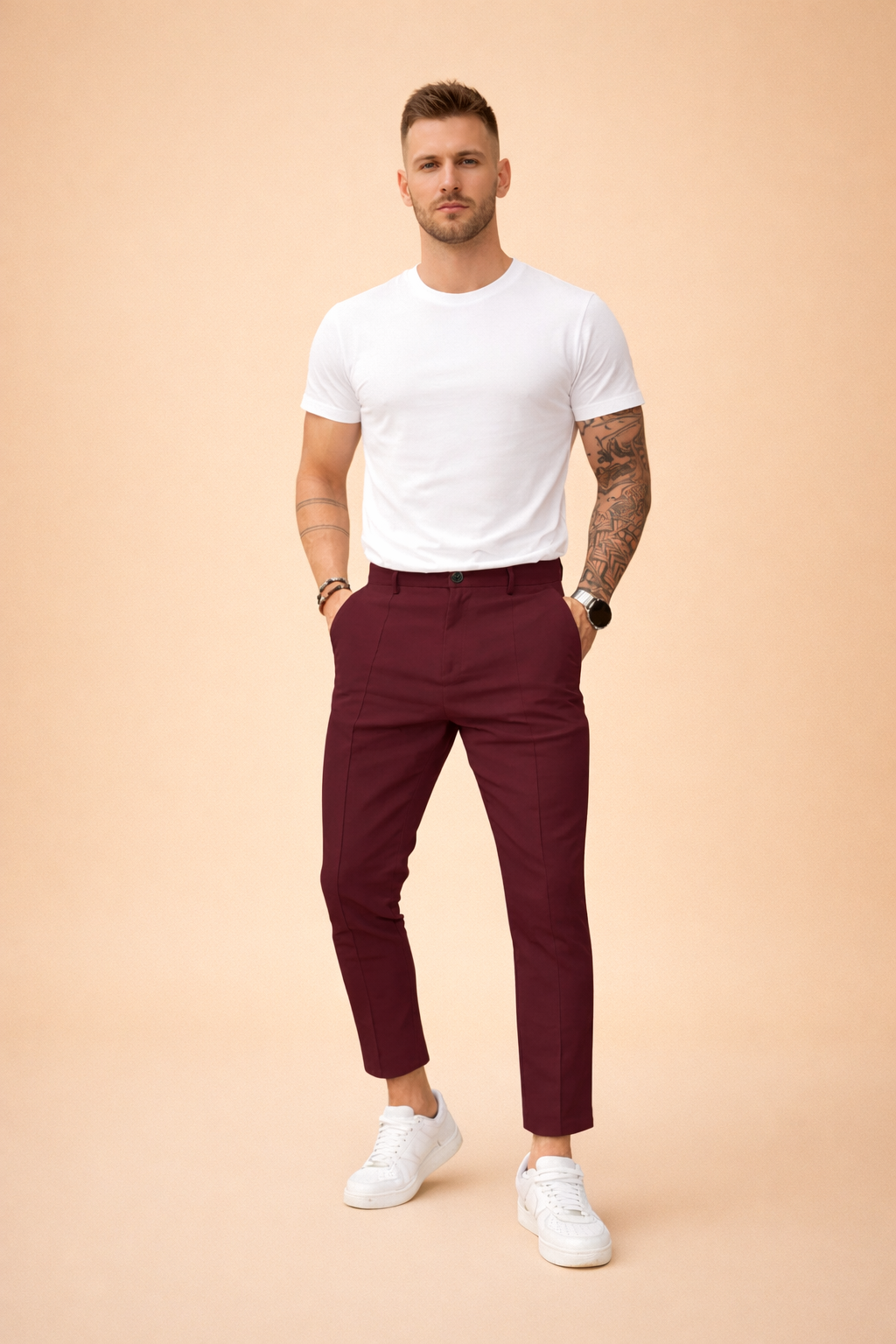 Heren Chino Broek Slim Fit met Rechte Pijp